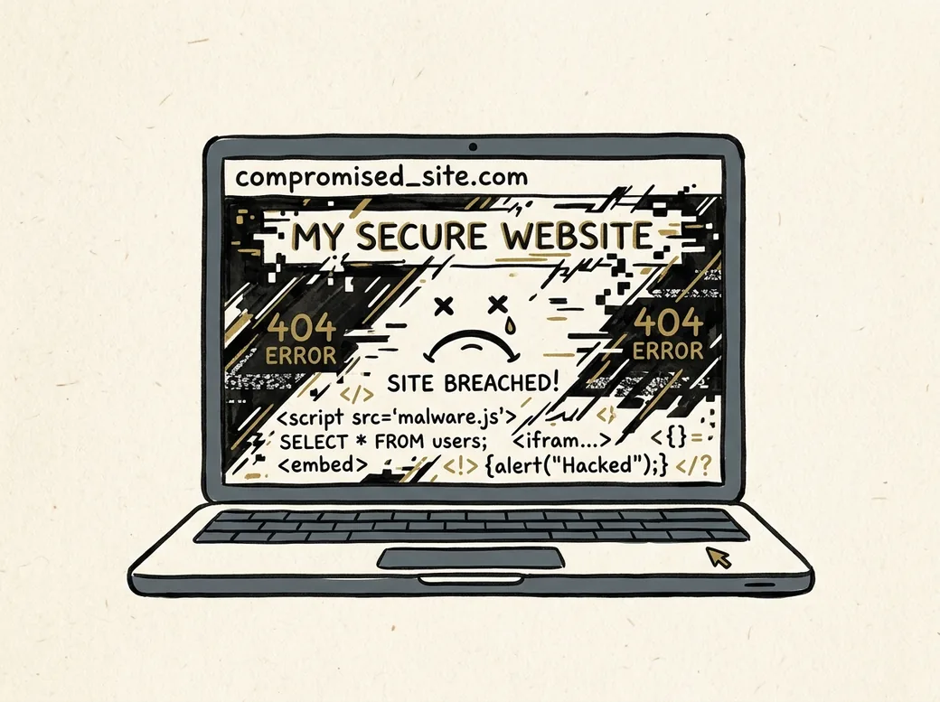 Laptop bị hack hiển thị lỗi mã độc và mã hóa dữ liệu trên website